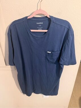 Tenore Men’s XL Blue Pocket T-Shirt 100% Cotton Crew Neck Casual Tee